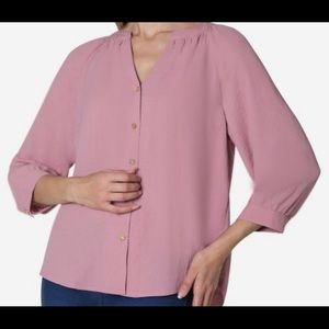 Adrienne Vittadini 3/4 Sleeve Button Front Blouse